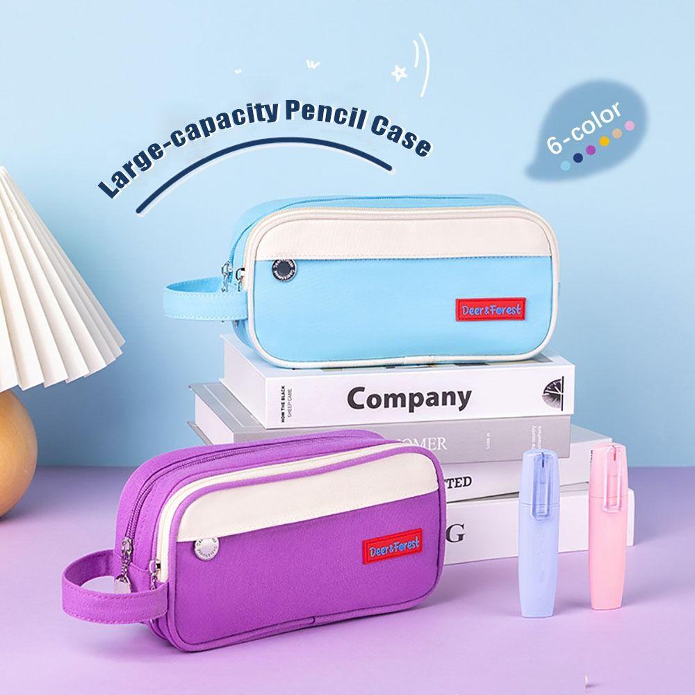 Canvas Stationery Storage Bag Multi-function Pen Bag Simple Pencil Box Student