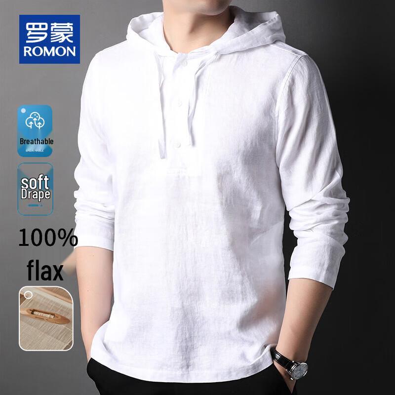 ROMON Men s 100% Linen Long-Sleeve Hooded T-shirt S
ROMON Men s 100% Linen Long-Sleeve Hooded T-shirt S