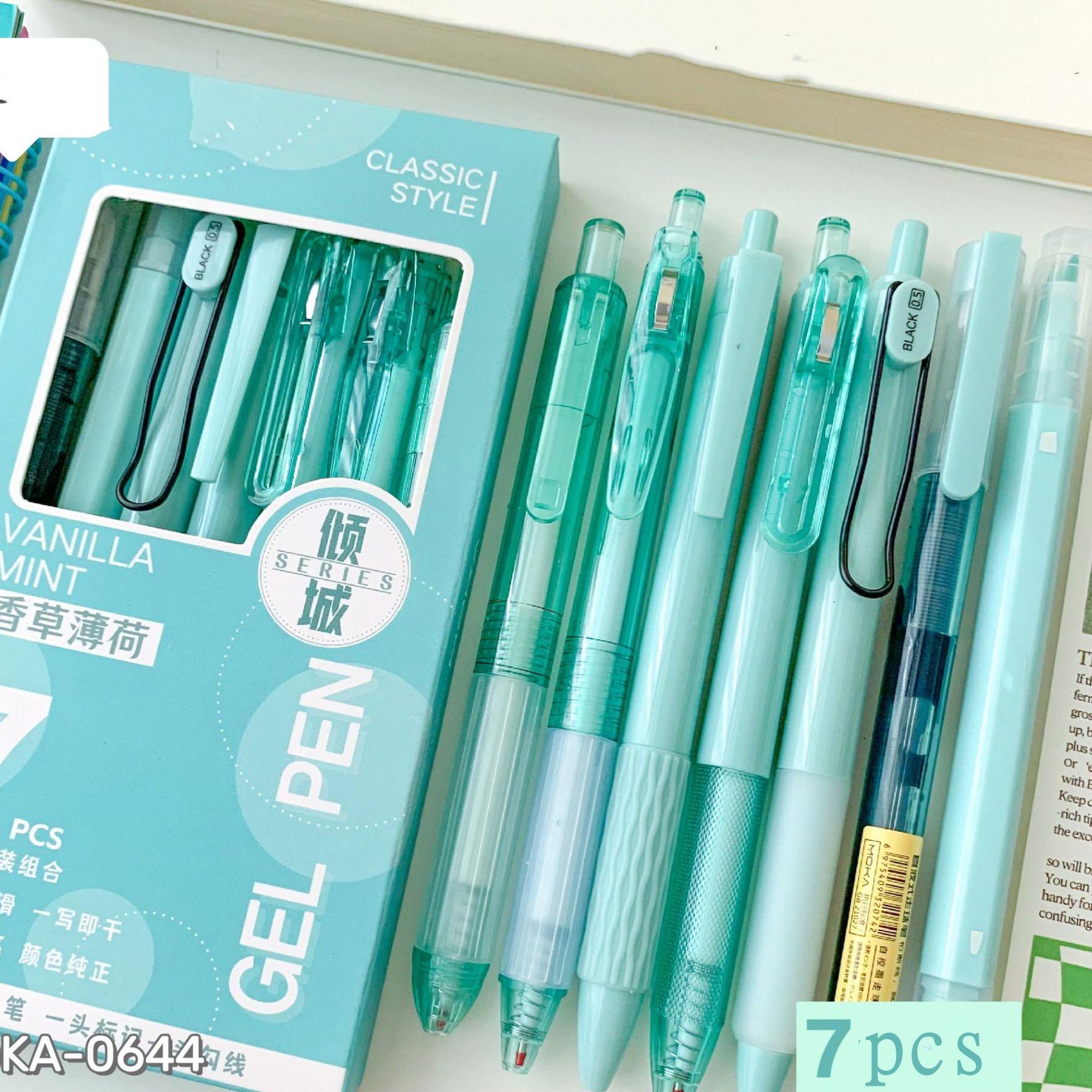 5/6/7 шт./кор., простая гелевая ручка, модная градиентная ручка, однотонная гелевая ручка с черными чернилами 0,5 мм, милая канцелярская ручка, письменные принадлежности 7pcs