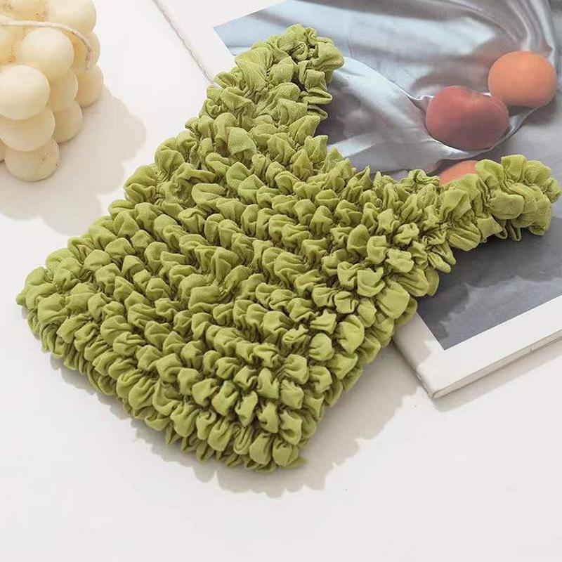 Creative Magic Expansion Fold плиссированная гибкая эластичная сумка для покупок Большая вместимость Многоцелевая пузырчатая эластичная портативная сумка зелёный