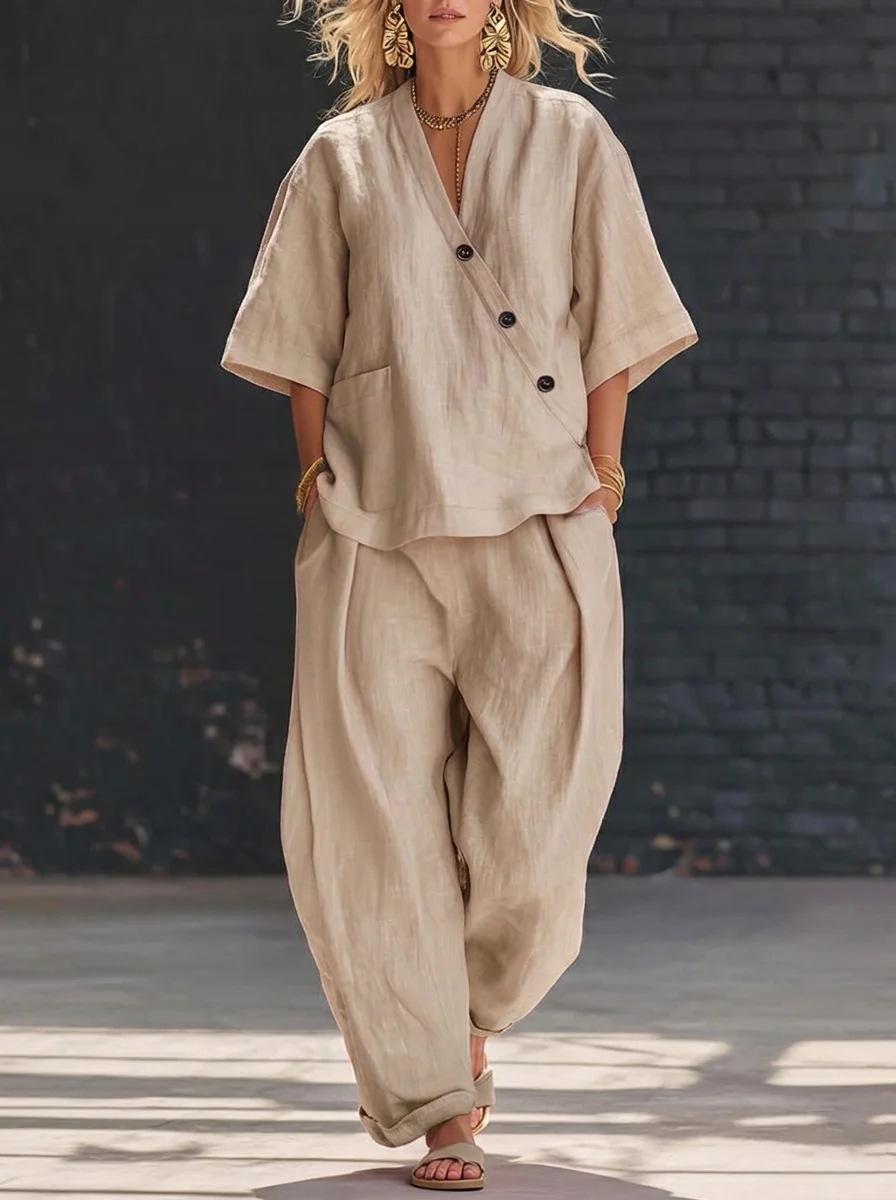 2026 Women s Cross-Border Fashion: V-Neck Loose Short Sleeve Top & Long Pants Set X-Large хакі
2026 Women s Cross-Border Fashion: V-Neck Loose Short Sleeve Top & Long Pants Set X-Large хакі