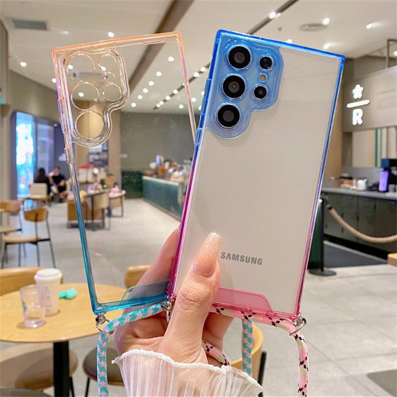 Градиентный прозрачный чехол для ремешка через плечо для ожерелья Samsung Galaxy S23 Ultra S22 Plus Прозрачный акриловый ударопрочный чехол
Градиентный прозрачный чехол для ремешка через плечо для ожерелья Samsung Galaxy S23 Ultra S22 Plus Прозрачный акриловый ударопрочный чехол