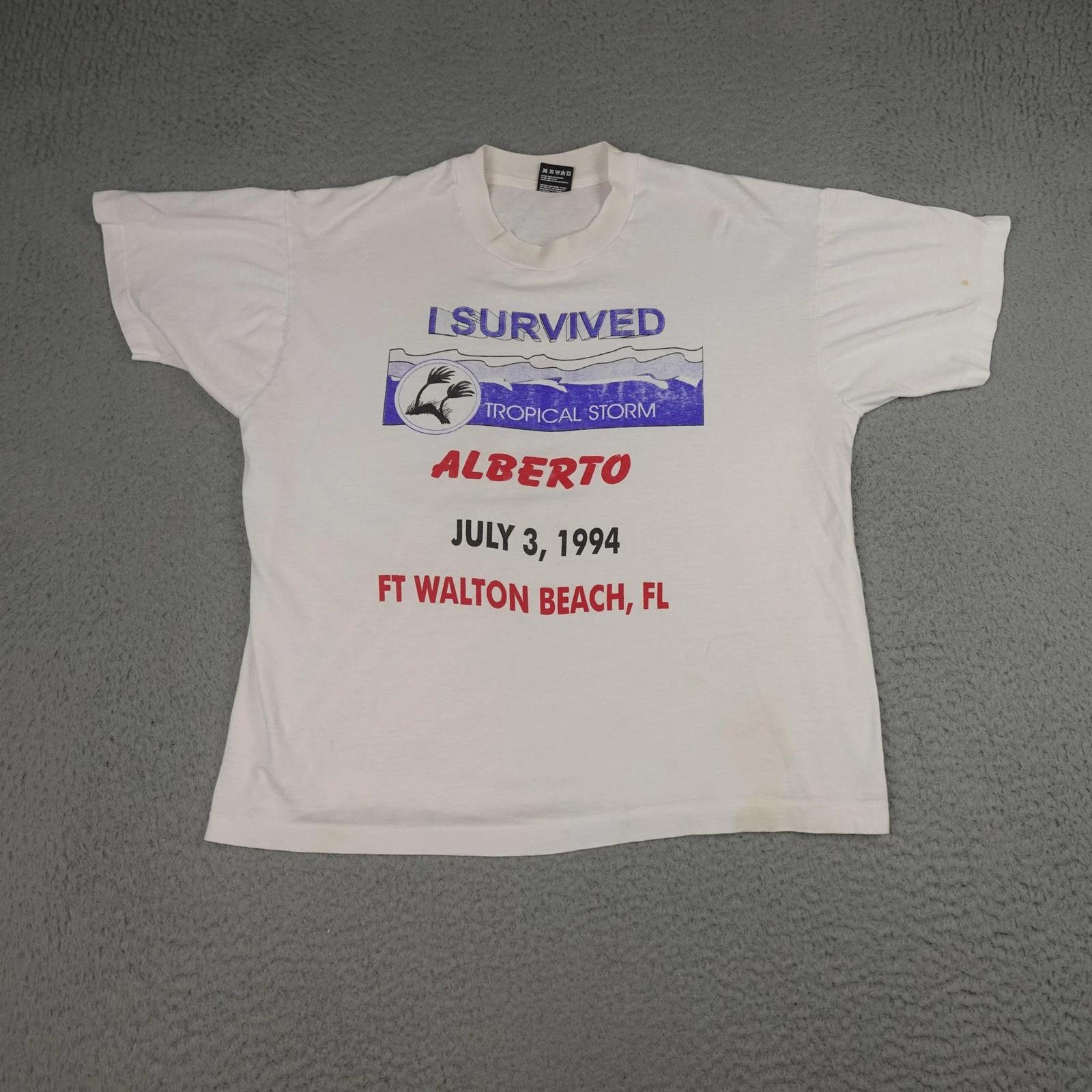 Vintage Tropical Storm Alberto Shirt Mens XL White Ft Walton Beach FL 1994 90s 3XL
Vintage Tropical Storm Alberto Shirt Mens XL White Ft Walton Beach FL 1994 90s 3XL
