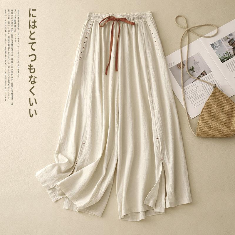 Real Shot Summer New Literary Loose Solid Color Cotton and Linen Elastic Waist Wide-leg Pants Nine-point Pants Women XL Лляний
Real Shot Summer New Literary Loose Solid Color Cotton and Linen Elastic Waist Wide-leg Pants Nine-point Pants Women XL Лляний