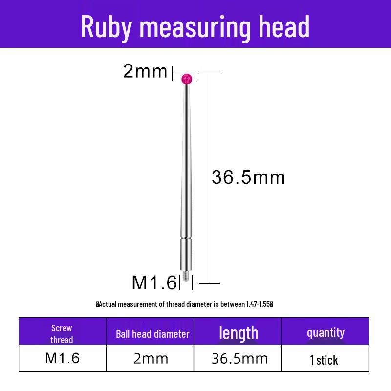 M1.6 Ruby Measuring Head for Lever Dial Indicator
M1.6 Ruby Measuring Head for Lever Dial Indicator
