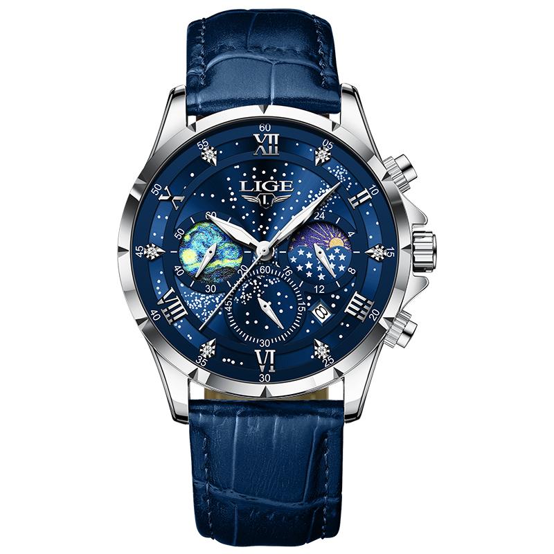 LIGE Man Watch Luxury Rose Gold Case Leather Sport Quartz Watches Elegant Starlight Moon Phase Waterproof Calendar men s watch
LIGE Man Watch Luxury Rose Gold Case Leather Sport Quartz Watches Elegant Starlight Moon Phase Waterproof Calendar men s watch