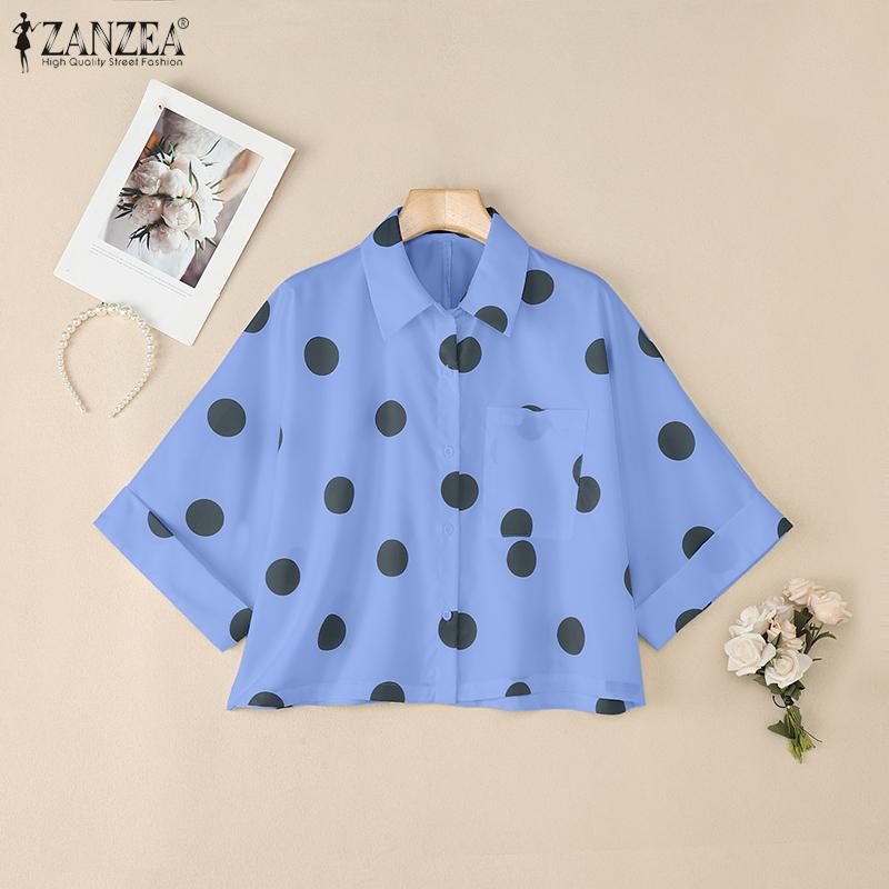 ZANZEA Женская повседневная свободная блузка с лацканами и рукавами 3/4 в горошек 4XL синий
ZANZEA Женская повседневная свободная блузка с лацканами и рукавами 3/4 в горошек 4XL синий