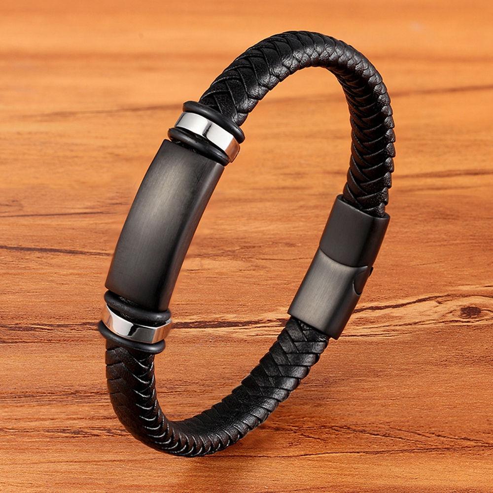 New Luxury Stainless Steel Genuine Leather Men Bracelets 3 Colors Woven Bracelet For Birthday Gift 23cm чорний
New Luxury Stainless Steel Genuine Leather Men Bracelets 3 Colors Woven Bracelet For Birthday Gift 23cm чорний