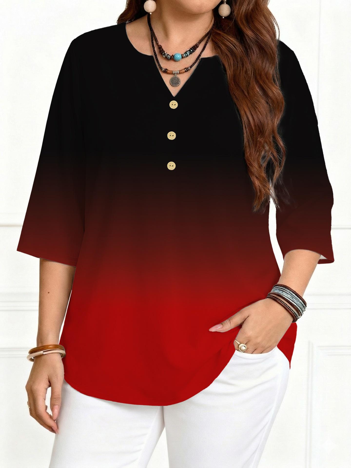 European & American Plus Size Gradient Print Round Neck 3/4 Sleeve T-shirt - Summer 2026 New Arrival 1XL красный
European & American Plus Size Gradient Print Round Neck 3/4 Sleeve T-shirt - Summer 2026 New Arrival 1XL красный