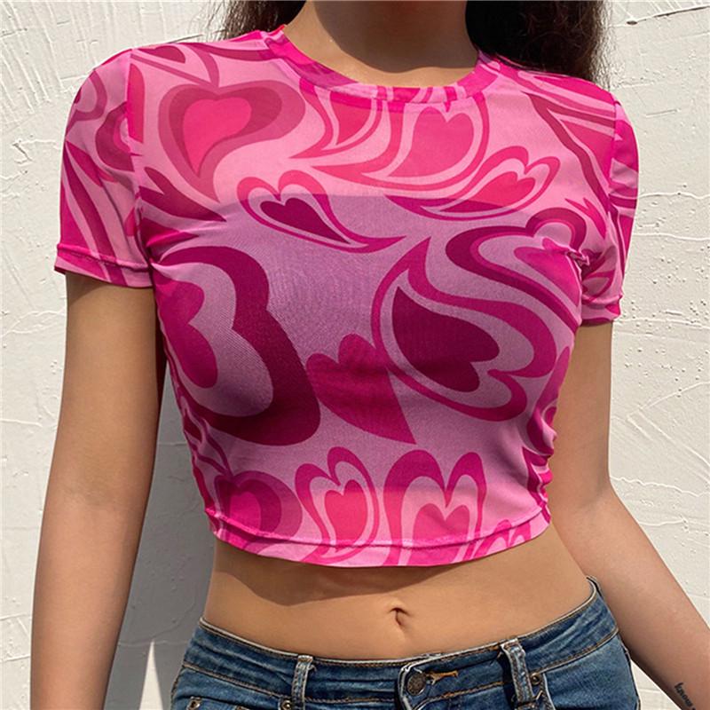 2021 Summer European American Women s Round Neck Heart Mesh See-through Short Sleeve T-shirt Large червоний
2021 Summer European American Women s Round Neck Heart Mesh See-through Short Sleeve T-shirt Large червоний