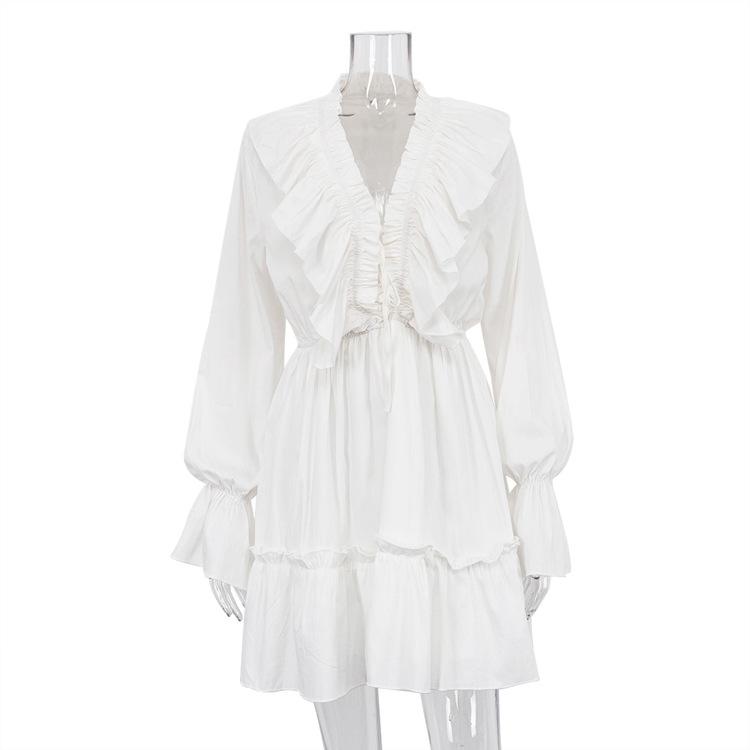 Deep V Neck Ruffle Mini White Dress Women Long Sleeve High Waist Slim A-Line Dresses Female Holiday Casual Loose Vacation Dress Woman 2026 L білий
Deep V Neck Ruffle Mini White Dress Women Long Sleeve High Waist Slim A-Line Dresses Female Holiday Casual Loose Vacation Dress Woman 2026 L білий
