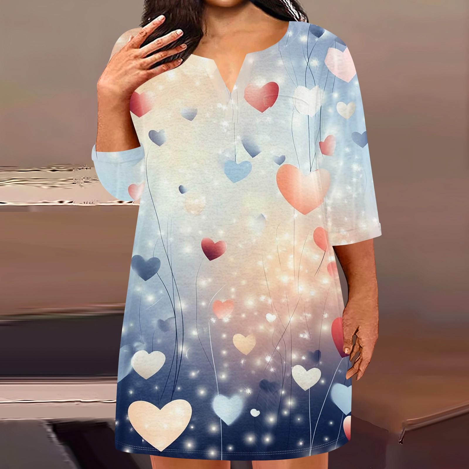 Women s Fashion Plus Size V-Neck Three-Quarter Sleeve Casual Valentine s Day Love Print Loose Dress With Pockets XL рожевий
Women s Fashion Plus Size V-Neck Three-Quarter Sleeve Casual Valentine s Day Love Print Loose Dress With Pockets XL рожевий