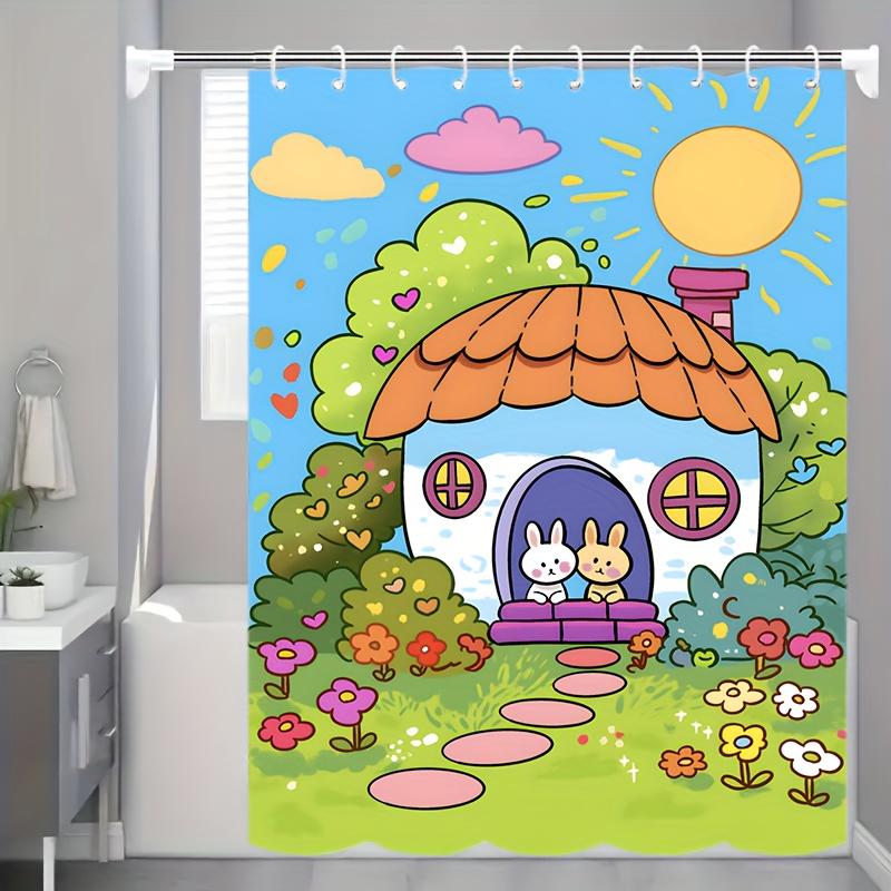 A Cartoon Rabbit-Themed Shower Curtain Made Of Durable Polyester Material,Waterproof, Includes Hooks, Perfect For Bathroom Decor W60H190(CM)-1 Pcs
A Cartoon Rabbit-Themed Shower Curtain Made Of Durable Polyester Material,Waterproof, Includes Hooks, Perfect For Bathroom Decor W60H190(CM)-1 Pcs
