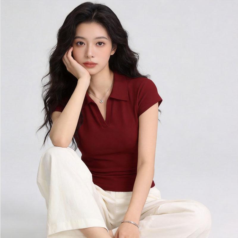 Short Sleeved T-shirt For Women s Summer Polo Collar And Lapel Top, Short And Slim Fit Casual T-shirt XL вина червоного кольору
Short Sleeved T-shirt For Women s Summer Polo Collar And Lapel Top, Short And Slim Fit Casual T-shirt XL вина червоного кольору