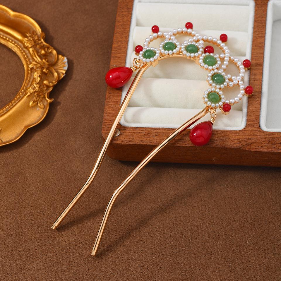 Chinese Rice Bead Tassel Hairpin - Retro U-Shaped Hanfu Hair Stick
Chinese Rice Bead Tassel Hairpin - Retro U-Shaped Hanfu Hair Stick