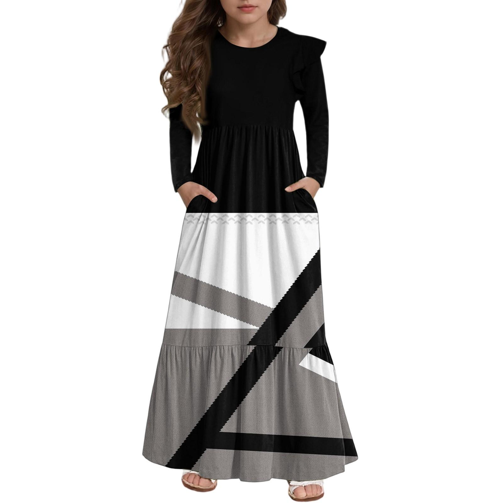 Платье с многоярусными оборками для девочек - Макси с длинным рукавом и принтом, с карманами 110
Платье с многоярусными оборками для девочек - Макси с длинным рукавом и принтом, с карманами 110