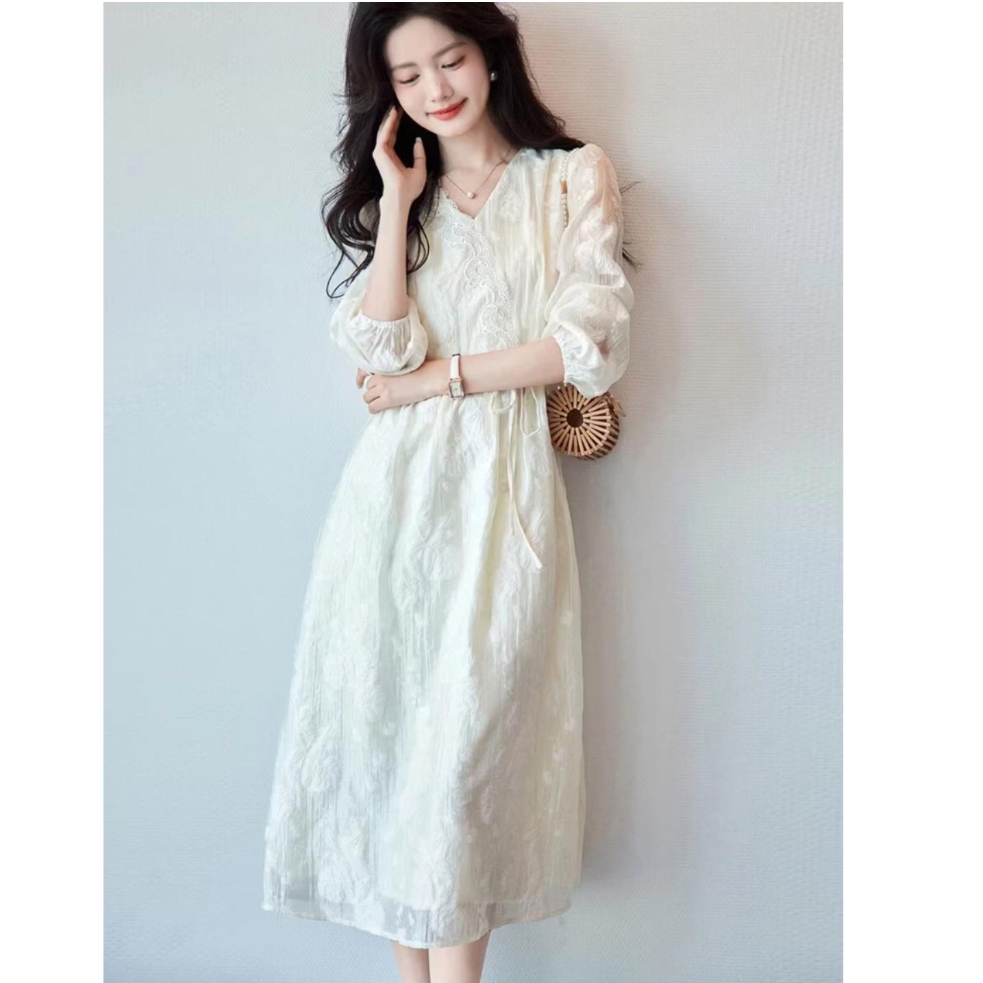 Dme Dress, Spring And Autumn V-Neck Waist-Cinching Lace X-Shaped Midi Dress, for Women S бежевий
Dme Dress, Spring And Autumn V-Neck Waist-Cinching Lace X-Shaped Midi Dress, for Women S бежевий