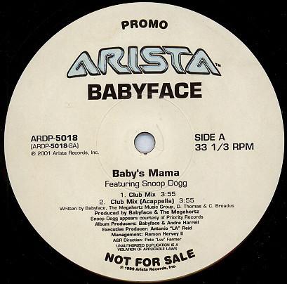 12inch Record BABYFACE - Baby s Mama ARDP5018 Arista 2001 US Rap & Hip-Hop/R&B Used
12inch Record BABYFACE - Baby s Mama ARDP5018 Arista 2001 US Rap & Hip-Hop/R&B Used