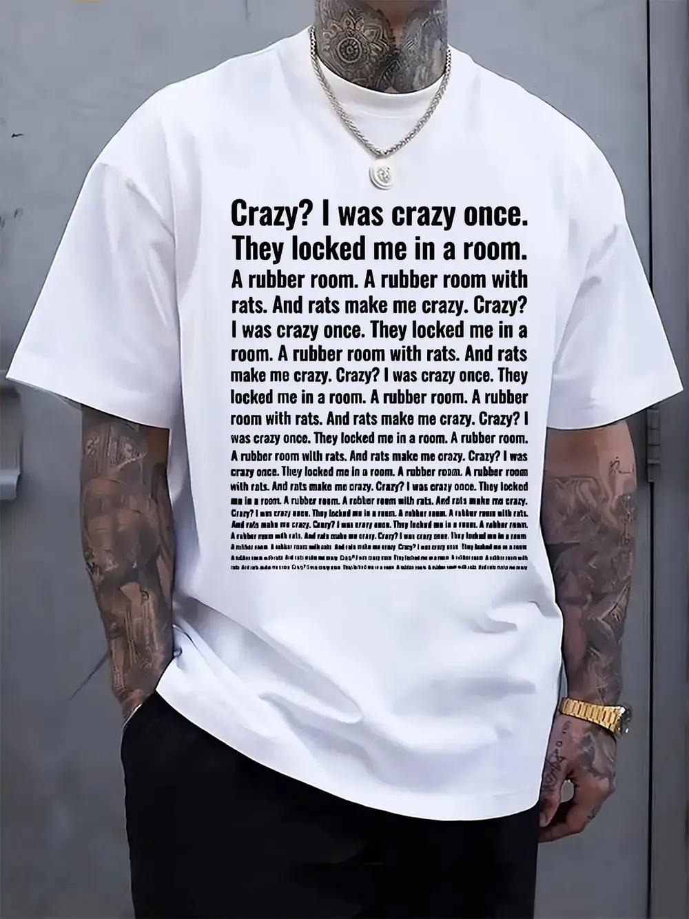 Casual Crew Neck T-shirt with Rubber Room & Rats Print - Humorous Crazy Story Design S
Casual Crew Neck T-shirt with Rubber Room & Rats Print - Humorous Crazy Story Design S