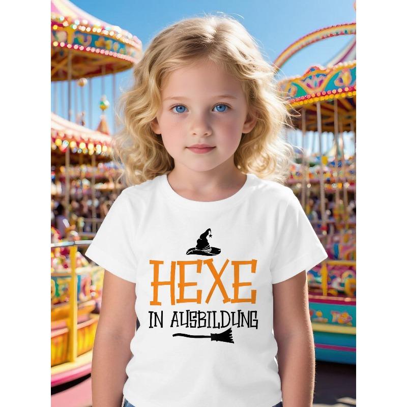 European Size Girls Cute Halloween T Shirt with An Orange Witch Hat and Broom Design Short Sleeved Round Neck T Shirt 164cm
European Size Girls Cute Halloween T Shirt with An Orange Witch Hat and Broom Design Short Sleeved Round Neck T Shirt 164cm