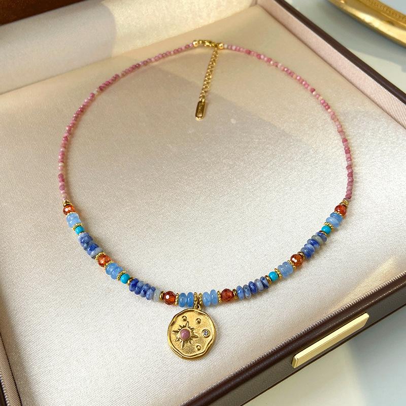 Titanium steel colored natural stone round pendant necklace light luxury high sense fashion versatile temperament exquisite necklace
Titanium steel colored natural stone round pendant necklace light luxury high sense fashion versatile temperament exquisite necklace