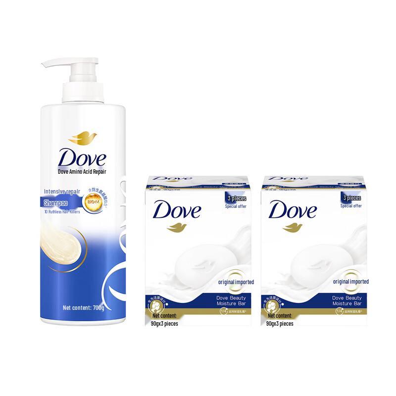 Dove Intensive Repair Shampoo & Soap Bars Bundle
Dove Intensive Repair Shampoo & Soap Bars Bundle