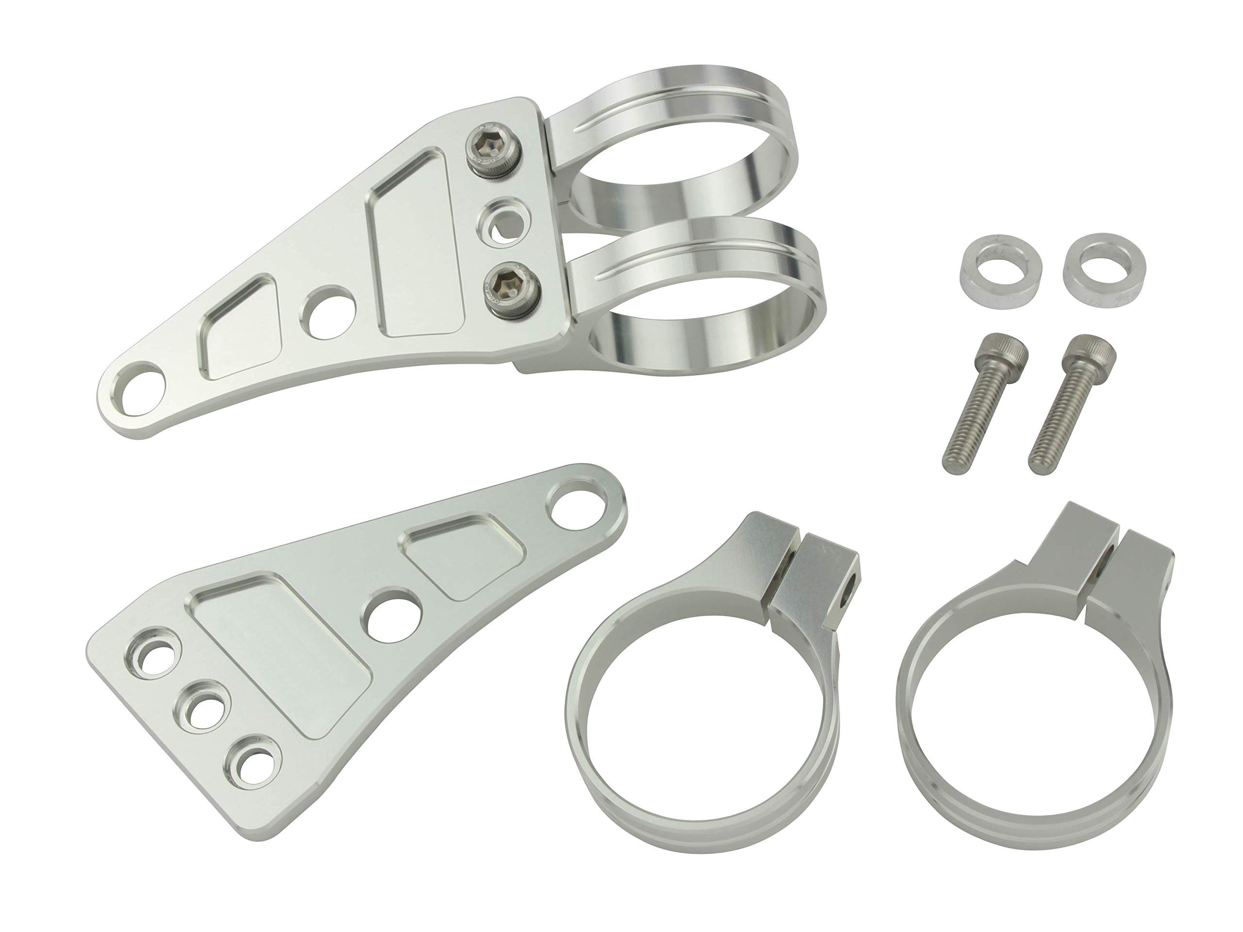 POSH FAITH Motorcycle Accessories Machined Headlight Stay 2 Circle Clamp Type Fork Diameter 43mm Silver 032148-03
POSH FAITH Motorcycle Accessories Machined Headlight Stay 2 Circle Clamp Type Fork Diameter 43mm Silver 032148-03