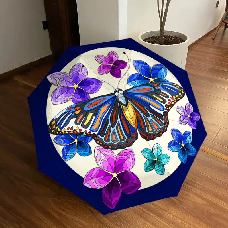 Stunning Butterfly & Flower Design Automatic Folding Umbrella - Portable 3-Fold Design with 8-Bone Steel Frame, Perfect for Outdoor Use, Fes
Stunning Butterfly & Flower Design Automatic Folding Umbrella - Portable 3-Fold Design with 8-Bone Steel Frame, Perfect for Outdoor Use, Fes