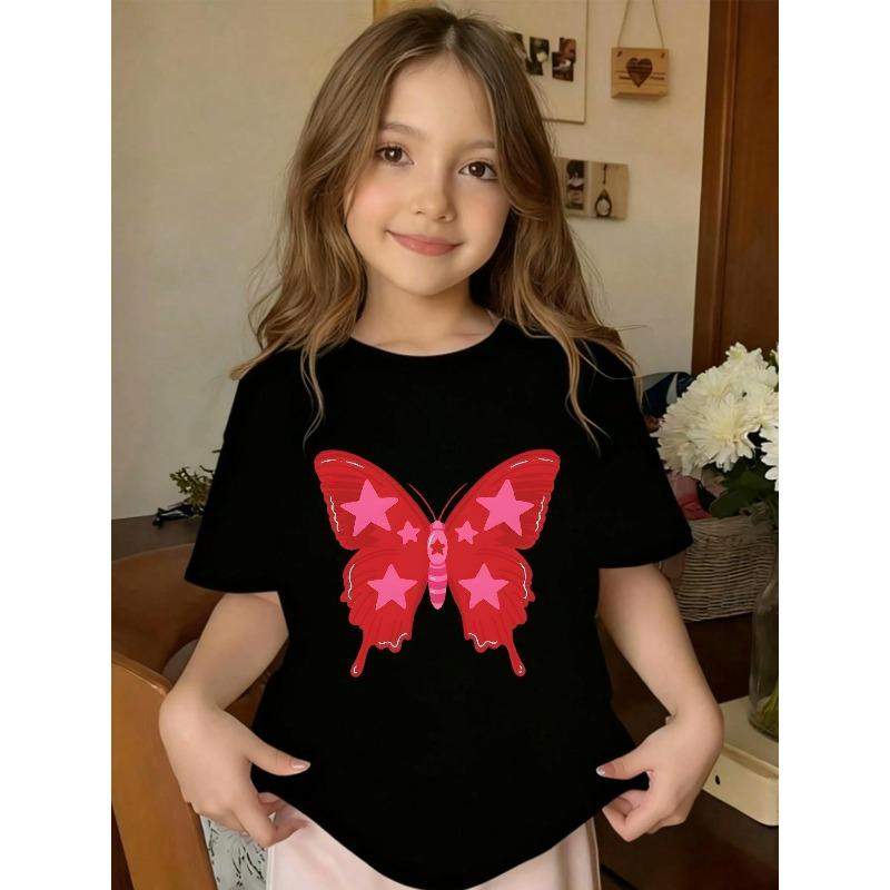European Size Girls Round-neck Short-sleeved T-shirt with Red Butterfly Pattern Print 98cm чёрный
European Size Girls Round-neck Short-sleeved T-shirt with Red Butterfly Pattern Print 98cm чёрный