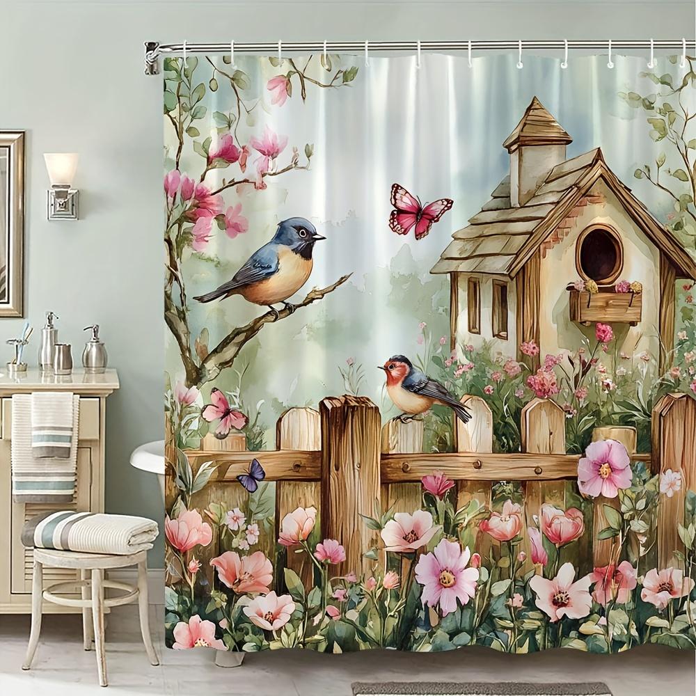 1Pc Flower And Bird Shower Curtain, Butterfly Garden Simple Wooden Fence, Fashionable Modern Home Shower Curtain W60H190(CM)-1 Pcs
1Pc Flower And Bird Shower Curtain, Butterfly Garden Simple Wooden Fence, Fashionable Modern Home Shower Curtain W60H190(CM)-1 Pcs