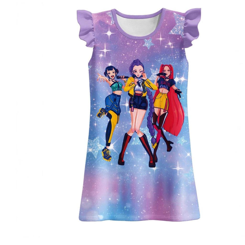Kpop Demon Hunters Girl Sleep Dress With Cartoon Pattern For Kids Purple Blue,110cm
Kpop Demon Hunters Girl Sleep Dress With Cartoon Pattern For Kids Purple Blue,110cm