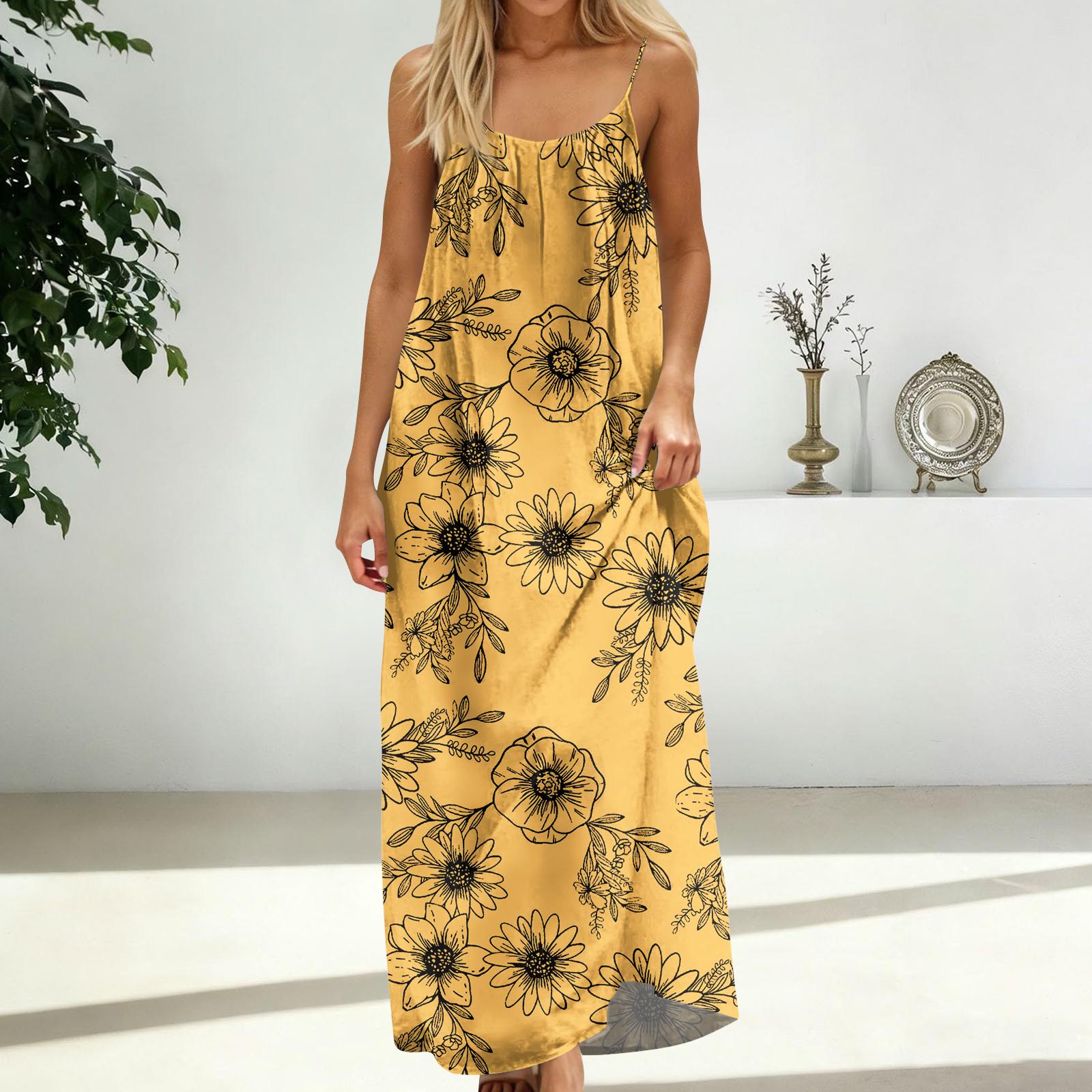 Women s Fashion Backless Spaghetti Strap Casual Loose Floral Print Dress XL жовтий
Women s Fashion Backless Spaghetti Strap Casual Loose Floral Print Dress XL жовтий