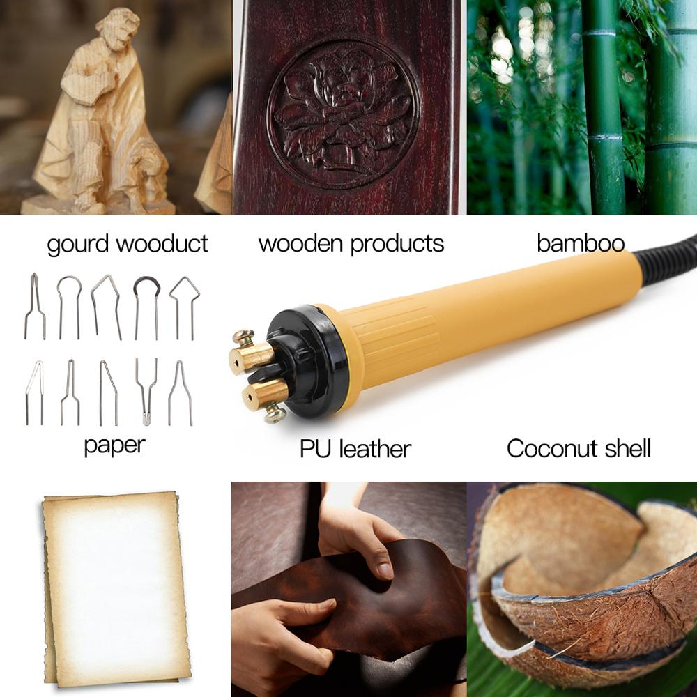 Wood Burner Pyrography Pen Burning Machine Gourd Crafts Tool Set With Welding Wire Top Adjustable EU Plug різнокольоровий
Wood Burner Pyrography Pen Burning Machine Gourd Crafts Tool Set With Welding Wire Top Adjustable EU Plug різнокольоровий