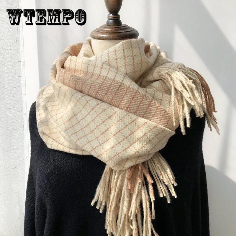 Шарф из искусственного кашемира, женский зимний сетчатый шарф для знаменитостей, студентов, корейская версия The Wild, длинный толстый теплый шаль двойного назначения 
Шарф из искусственного кашемира, женский зимний сетчатый шарф для знаменитостей, студентов, корейская версия The Wild, длинный толстый теплый шаль двойного назначения