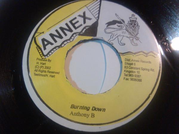 7inch Record ANTHONY B Burning Down NONE Annex 2002 Jamaica Reggae Ska Dub Used
7inch Record ANTHONY B Burning Down NONE Annex 2002 Jamaica Reggae Ska Dub Used