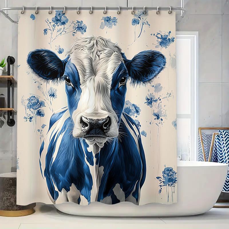 Blue Floral Cow Shower Curtain Bathroom Decor With Long Tails Print For Home Decoration White Blue Color Shabby Chic Style. W60H190(CM)-1 Pcs
Blue Floral Cow Shower Curtain Bathroom Decor With Long Tails Print For Home Decoration White Blue Color Shabby Chic Style. W60H190(CM)-1 Pcs