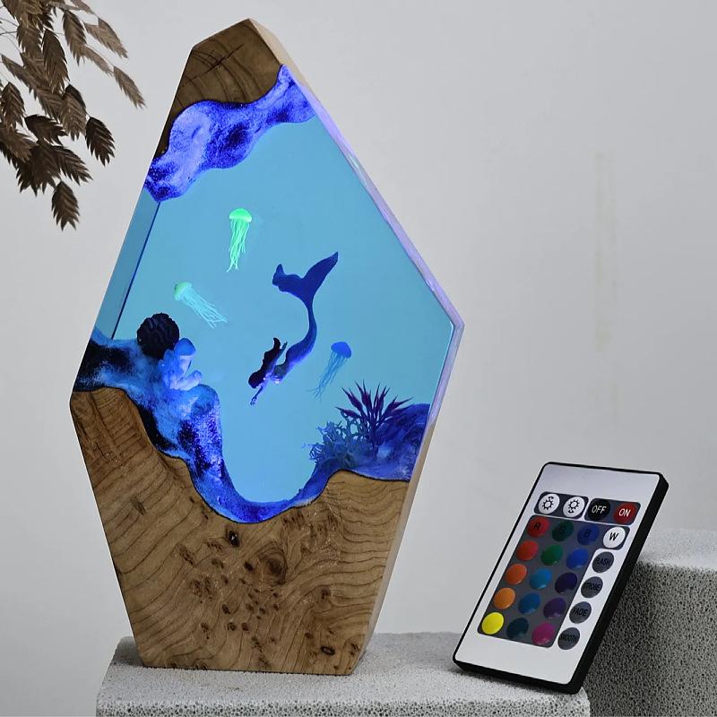 New Solid Wood Ocean Mermaid Jellyfish Remote Control Resin Lamp Home Atmosphere Nightlight Festival Gift
New Solid Wood Ocean Mermaid Jellyfish Remote Control Resin Lamp Home Atmosphere Nightlight Festival Gift