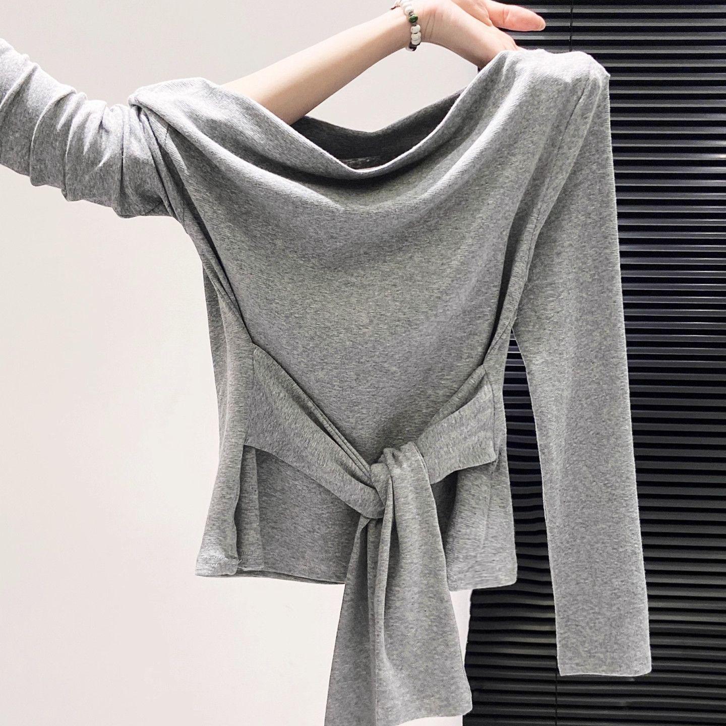 Premium Modal Cotton Batwing Sleeve Tie-Up Long Sleeve Women s T-Shirt, Early Autumn Slimming Base Layer S (60-80 jin) сірий колір
Premium Modal Cotton Batwing Sleeve Tie-Up Long Sleeve Women s T-Shirt, Early Autumn Slimming Base Layer S (60-80 jin) сірий колір