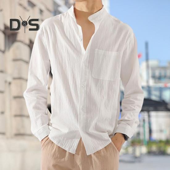 Men Stand Collar Long Sleeve Shirt Tops Patch Pocket Single Breasted Solid Color Loose Fit Casual Tops Streetwear
Men Stand Collar Long Sleeve Shirt Tops Patch Pocket Single Breasted Solid Color Loose Fit Casual Tops Streetwear