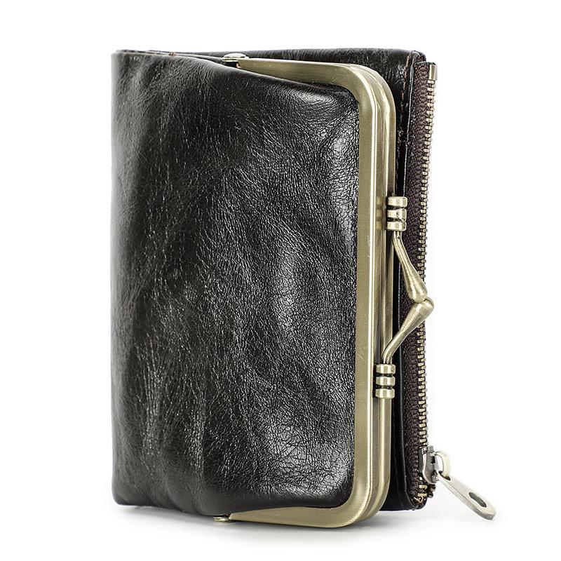 Black Angel Women s RFID-Blocking Genuine Leather Wallet with Iron Hinge
Black Angel Women s RFID-Blocking Genuine Leather Wallet with Iron Hinge