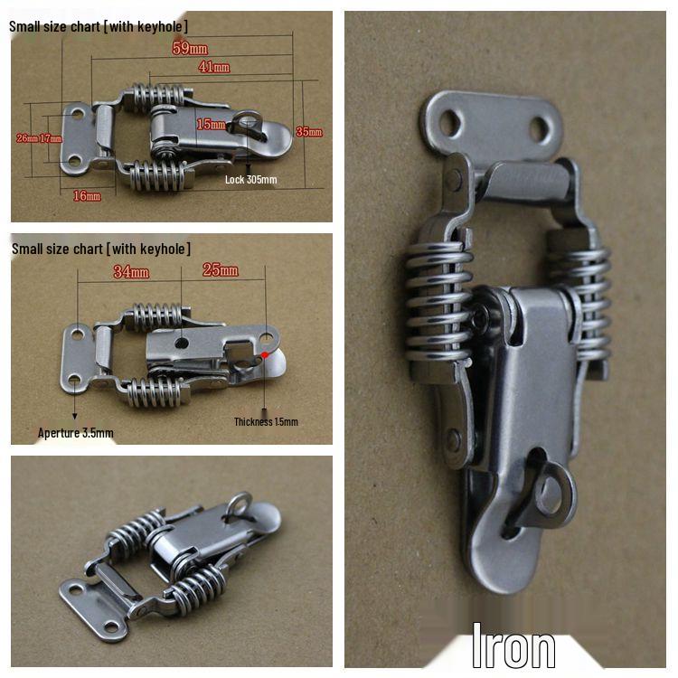 304 Stainless Steel Double Spring Locking Padlock Buckle for Wooden Box and Luggage.
304 Stainless Steel Double Spring Locking Padlock Buckle for Wooden Box and Luggage.
