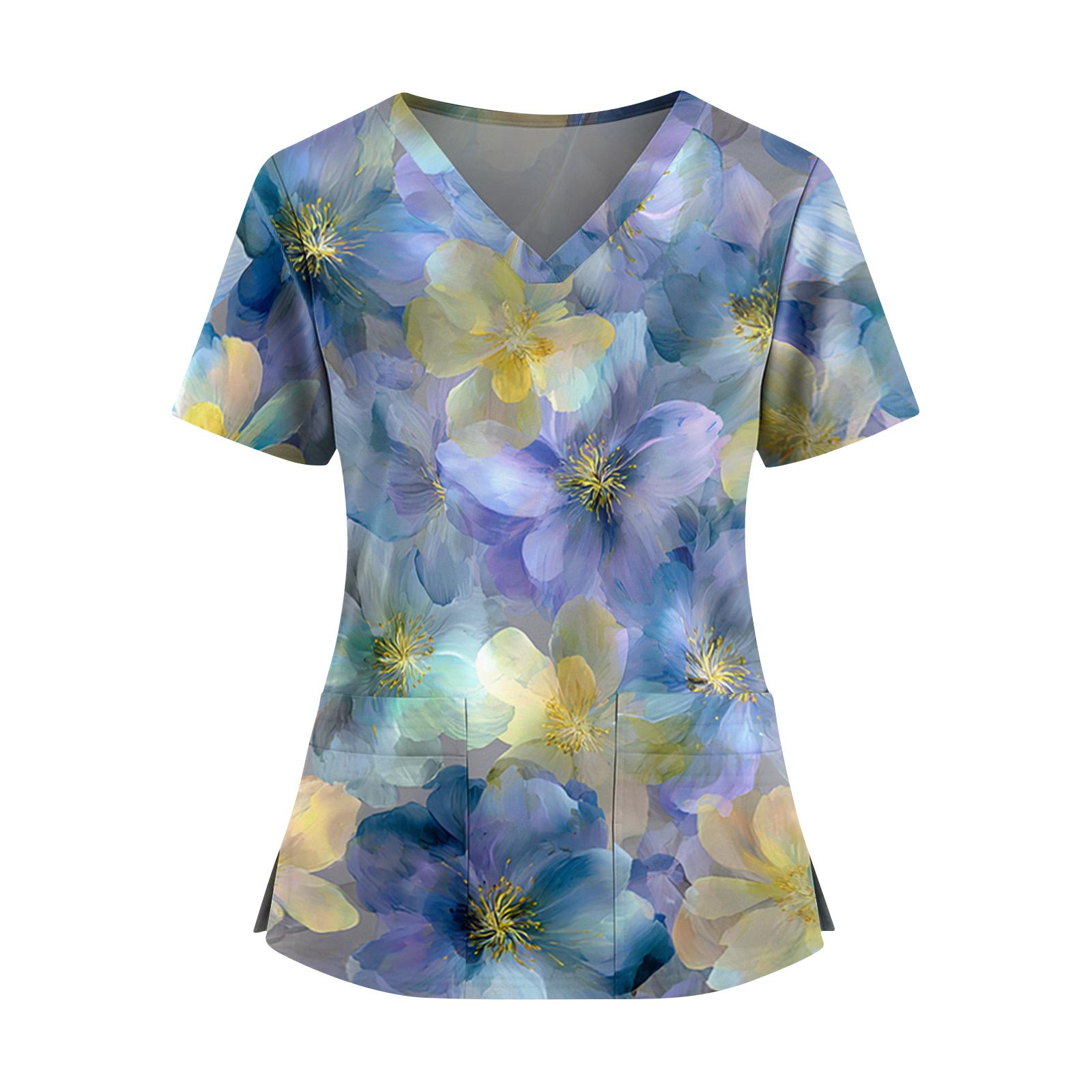 Women s floral print V-neck double pocket short-sleeved uniform/caregiver top with slits at the hem XL жовтий
Women s floral print V-neck double pocket short-sleeved uniform/caregiver top with slits at the hem XL жовтий