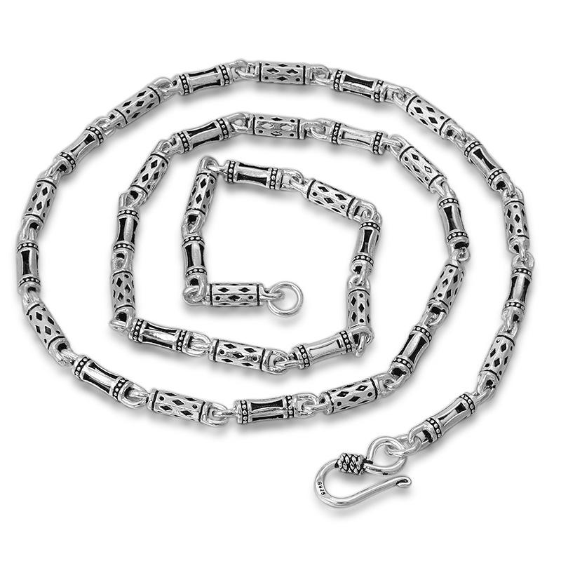 Настоящее чистое серебро S925, модные ювелирные изделия, изысканная полая бамбуковая цепочка в стиле ретро, 4 мм, модное мужское и женское ожерелье
Настоящее чистое серебро S925, модные ювелирные изделия, изысканная полая бамбуковая цепочка в стиле ретро, 4 мм, модное мужское и женское ожерелье