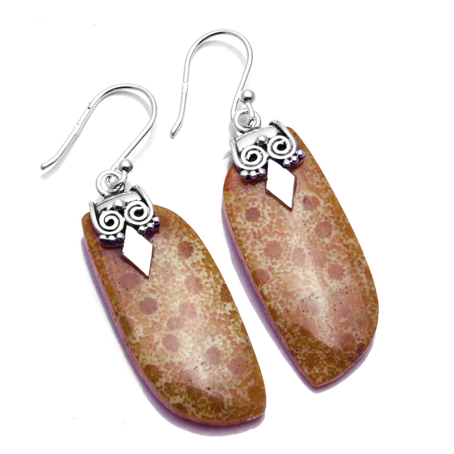Fossil Coral Gemstone Earrings Solid 925 Sterling Silver Handmade Earrings Jewelry Gift For Women And Girls E-3034
Fossil Coral Gemstone Earrings Solid 925 Sterling Silver Handmade Earrings Jewelry Gift For Women And Girls E-3034