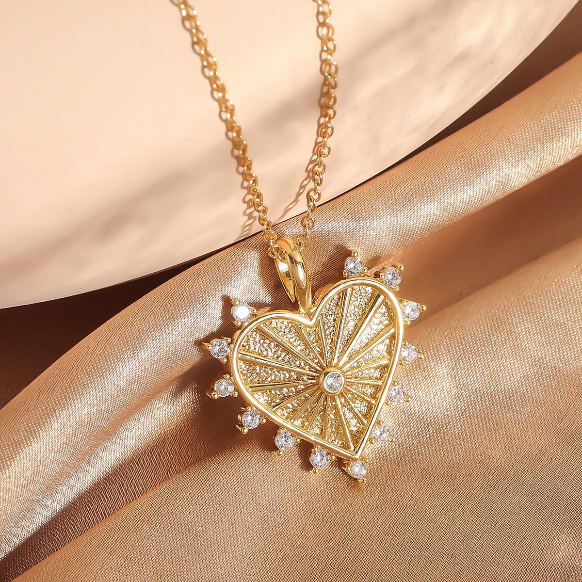Ожерелье-подвеска с шармом в форме сердца золотого цвета, классическое, с цирконом, модные аксессуары для женщин
Ожерелье-подвеска с шармом в форме сердца золотого цвета, классическое, с цирконом, модные аксессуары для женщин