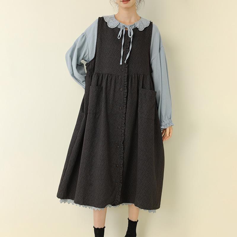 2025 Autumn/Winter Retro Vertical Stripe Floral Cotton Linen Vest Dress - Women s Loose Casual Layering Long Dress One Size синій
2025 Autumn/Winter Retro Vertical Stripe Floral Cotton Linen Vest Dress - Women s Loose Casual Layering Long Dress One Size синій