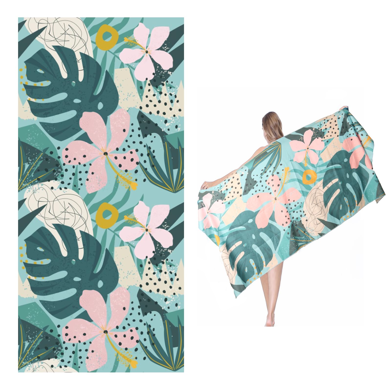 1pc Tropical Monstera Floral Beach Towel Extra Large Quick Dry Microfiber Sand Free Absorbent for Pool Travel Washable W30*H60(CM)
1pc Tropical Monstera Floral Beach Towel Extra Large Quick Dry Microfiber Sand Free Absorbent for Pool Travel Washable W30*H60(CM)