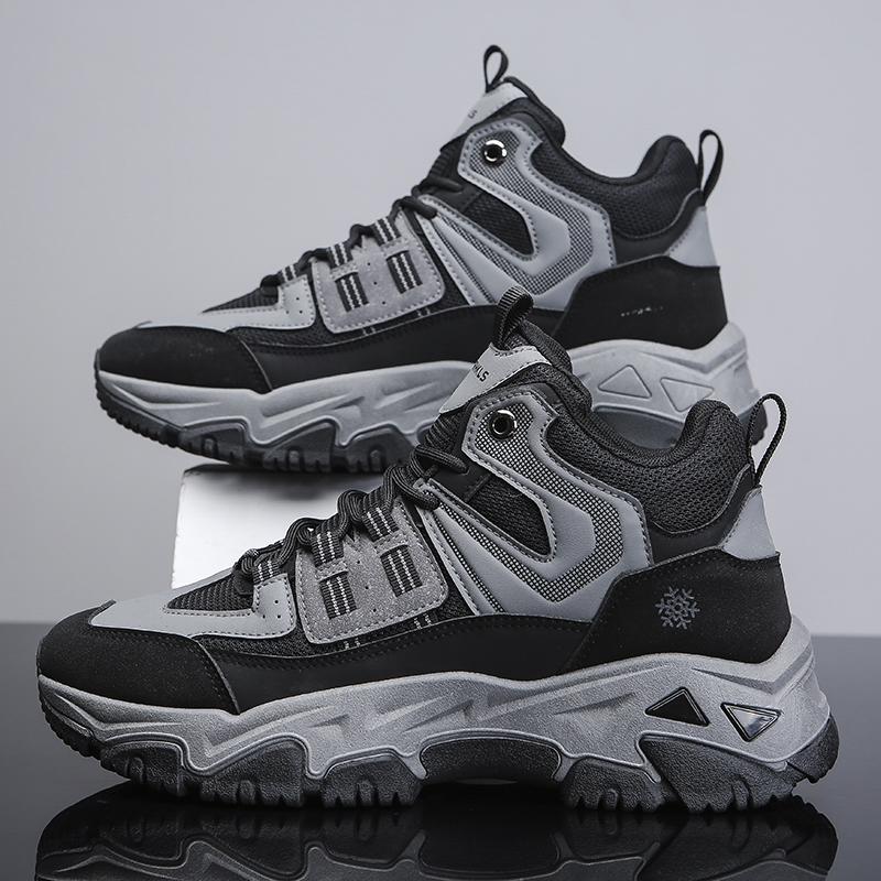 Осень и Зима Мужская Модная Обувь для Папы, Походная Спортивная Мужская Обувь, Кампусные Кроссовки для Бега, Износостойкая и Противоскользящая Подошва 45 чёрный