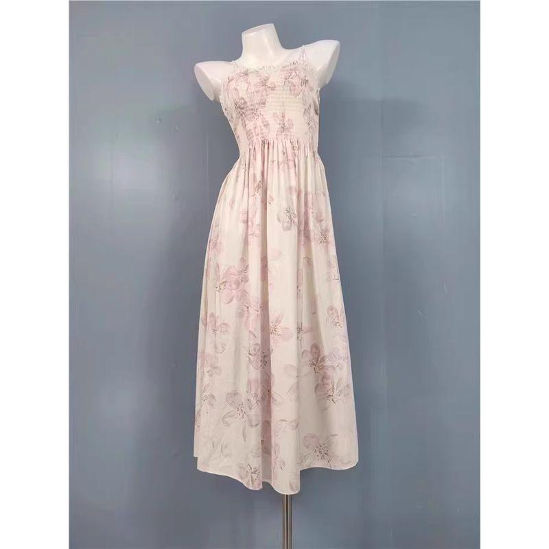 Foreign Trade Order H Lady Sling Casual Exquisite Print Big Hemline Cotton Elegant Date Dress Women Pink flower (with shoulder strap) S
Foreign Trade Order H Lady Sling Casual Exquisite Print Big Hemline Cotton Elegant Date Dress Women Pink flower (with shoulder strap) S