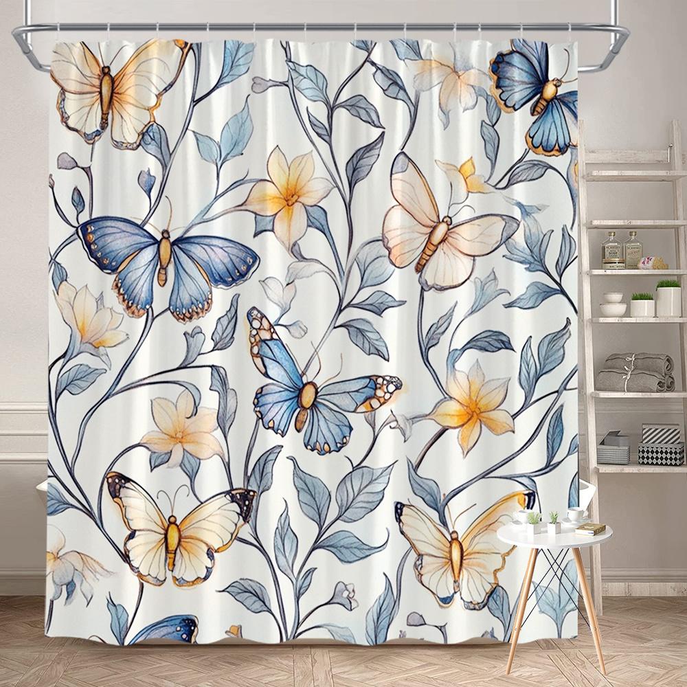 1 Piece Of Elegant Butterfly And Floral Shower Curtain, Polyester Fabric, Machine Washable, Suitable For Bathroom Decoration W60H190(CM)-1 Pcs
1 Piece Of Elegant Butterfly And Floral Shower Curtain, Polyester Fabric, Machine Washable, Suitable For Bathroom Decoration W60H190(CM)-1 Pcs